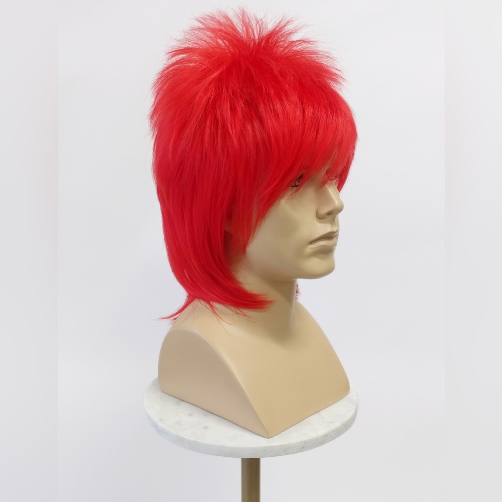 Red Rocker Spiky Costume Mullet Wig - Picture 3 of 7